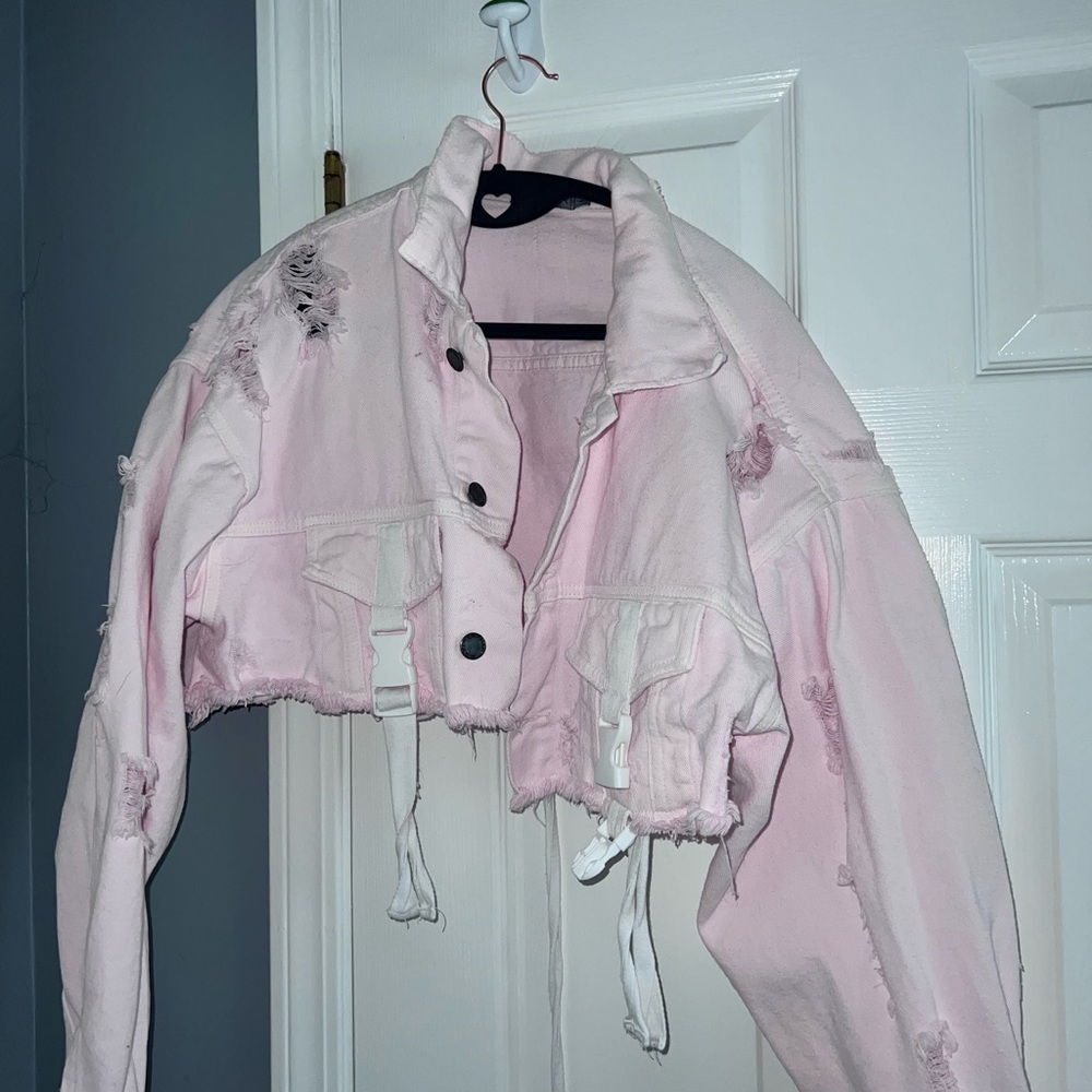 Pink Carmar Cropped Jean Jacket